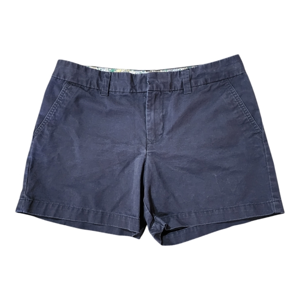 Tommy Hilfiger Navy Cotton Shorts Size 8 Floral Lining Classic Casual Summer